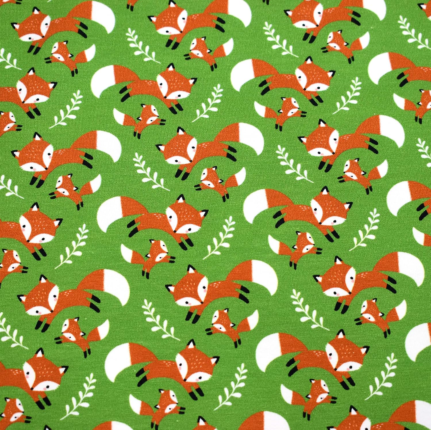 MAGAM-Stoffe Fuchs-Mich Jersey Kinder Stoff Oeko-Tex Meterware 50cm (grün)