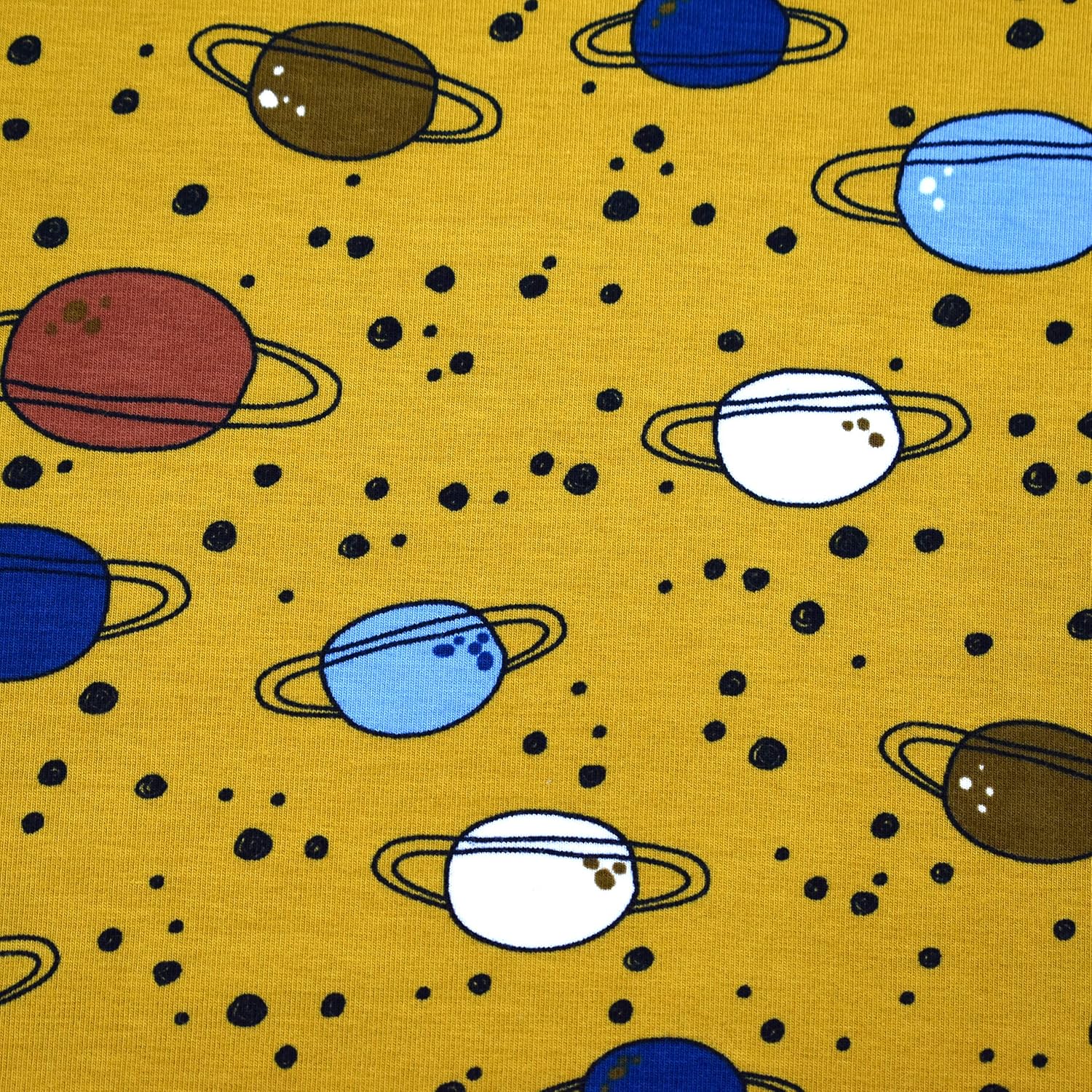 MAGAM-Stoffe Weltraum Wunder Jersey Kinder Stoff Oeko-Tex Meterware 50cm (Ocker)