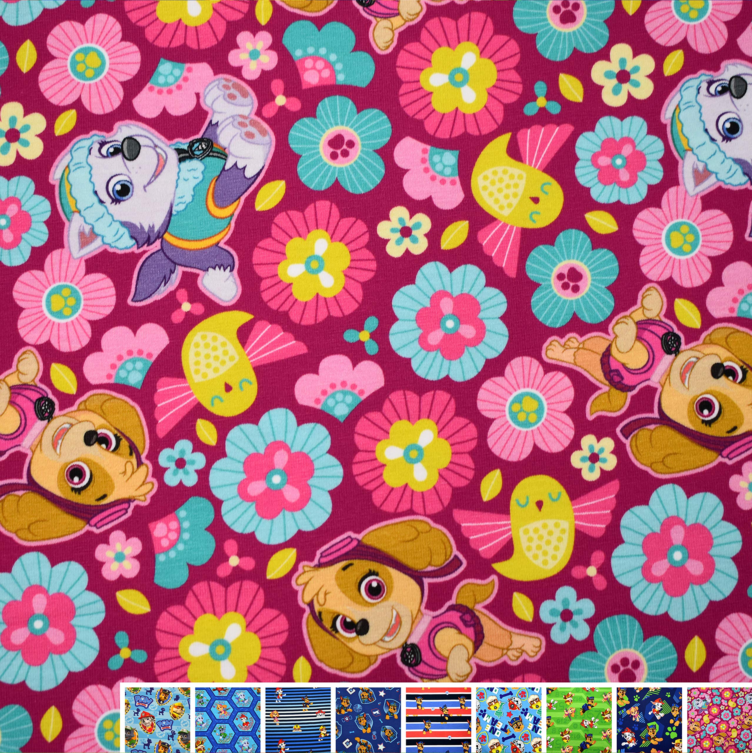 MAGAM-Stoffe Paw Jersey Kinder Stoff Oeko-Tex Meterware 50cm (12. Sky Regenbogen)