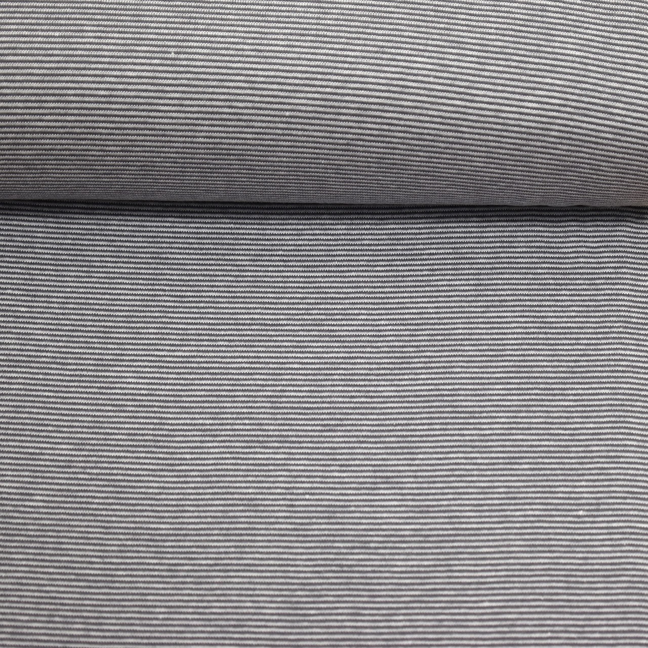 MAGAM-Stoffe James Ringel Bündchenstoff Feinstrick Oeko-Tex Meterware 50cm (2mm Rauchblau-Weiß)