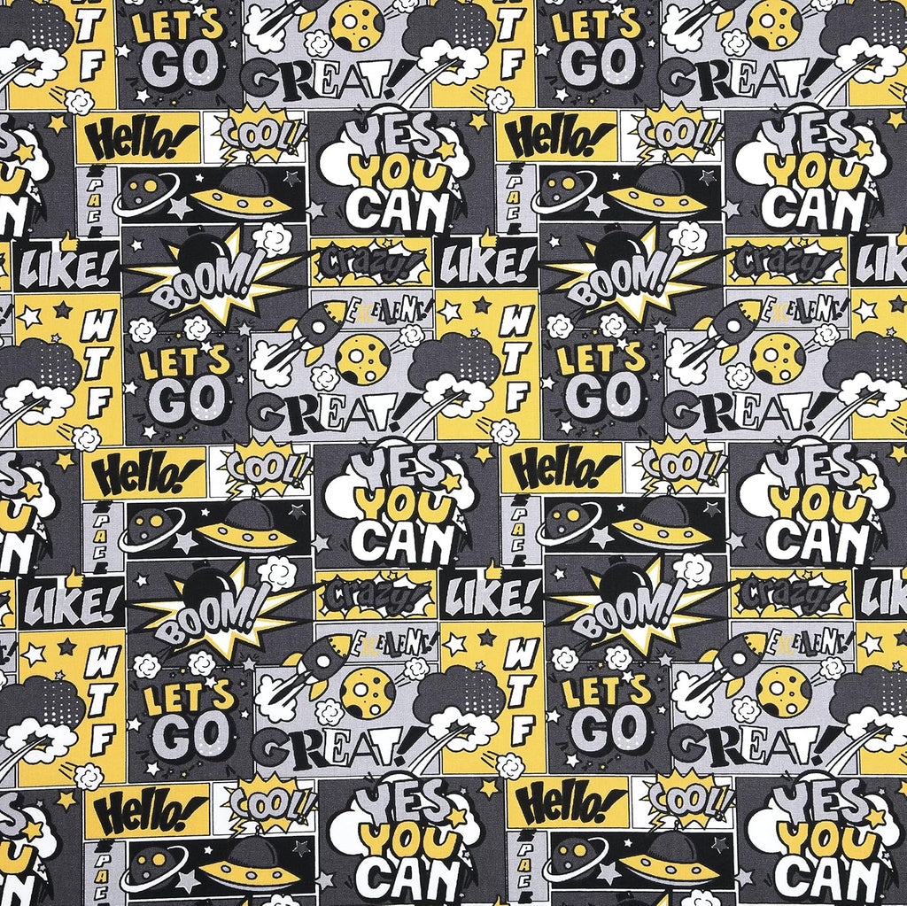 MAGAM-Stoffe Yes You Can Kinderstoff Oeko-Tex Meterware 50cm (100% Baumwolle grau)