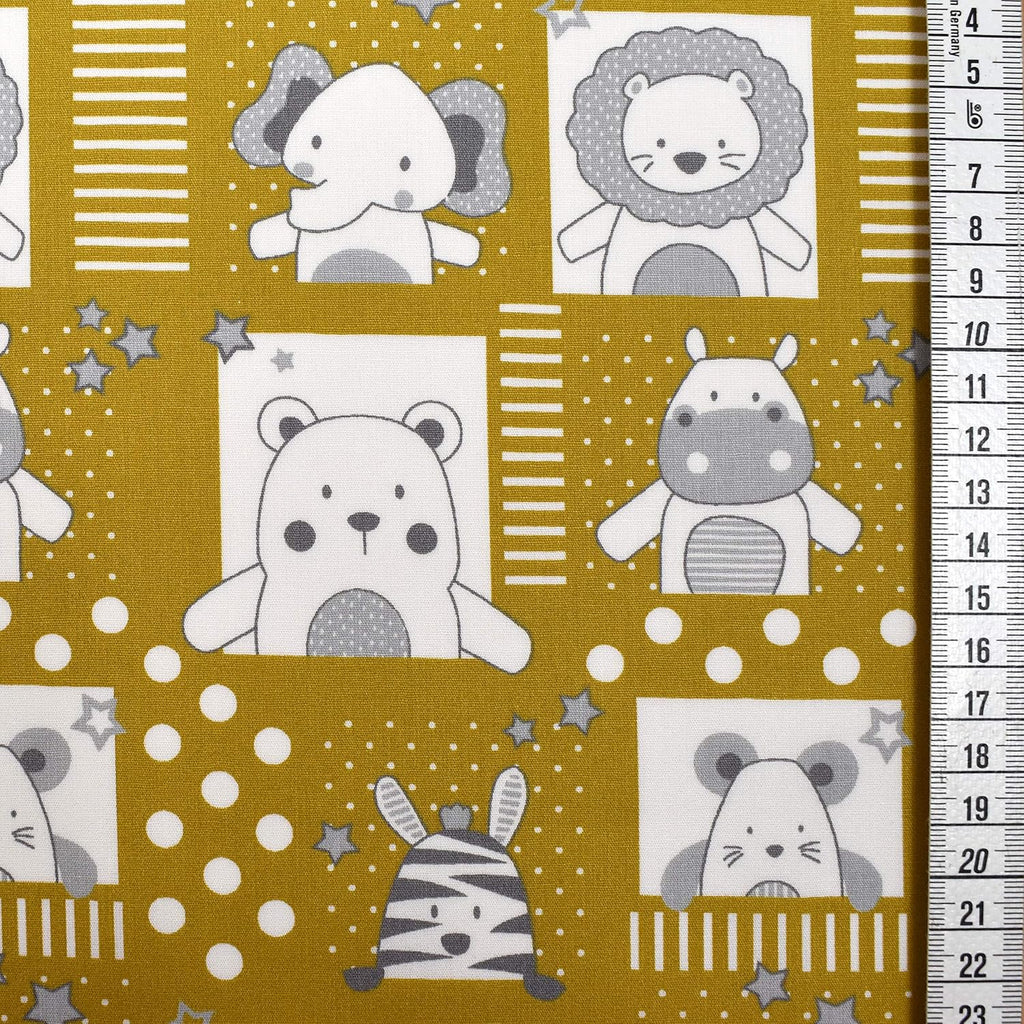 MAGAM-Stoffe Tier Portrait Baumwollstoff Oeko-Tex Meterware 50cm (02. Senf)