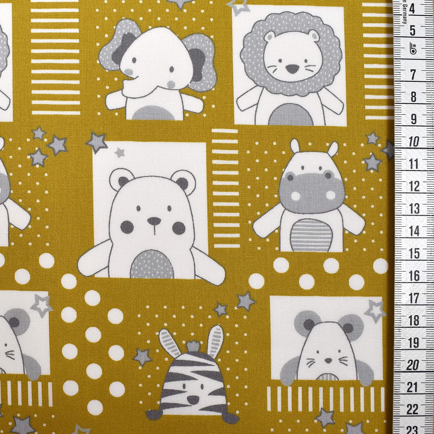 MAGAM-Stoffe Tier Portrait Baumwollstoff Oeko-Tex Meterware 50cm (02. Senf)