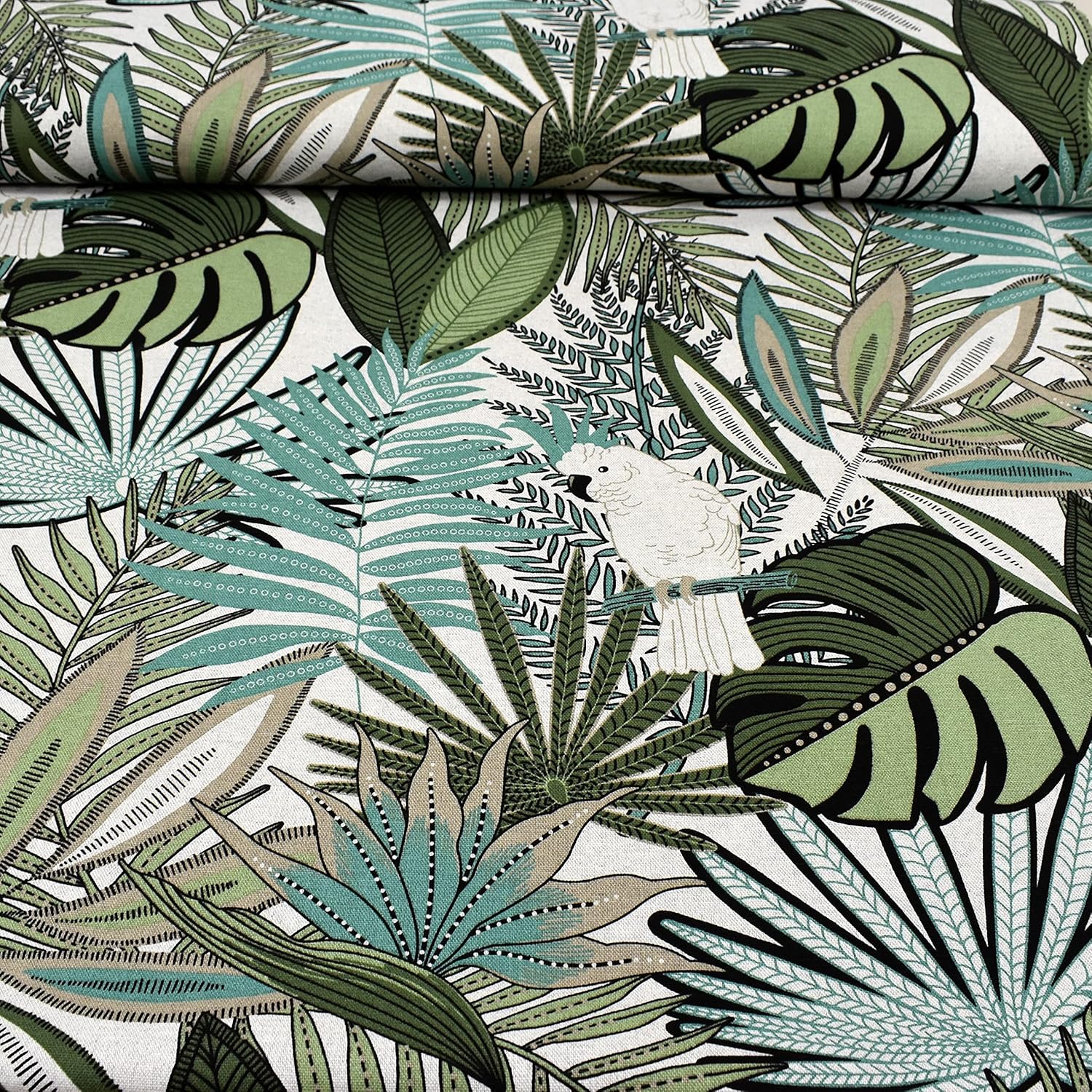 MAGAM-Stoffe Jasper Canvas Stoff Möbel Polsterstoff Oeko-Tex Meterware 50cm (Kakadu grün)