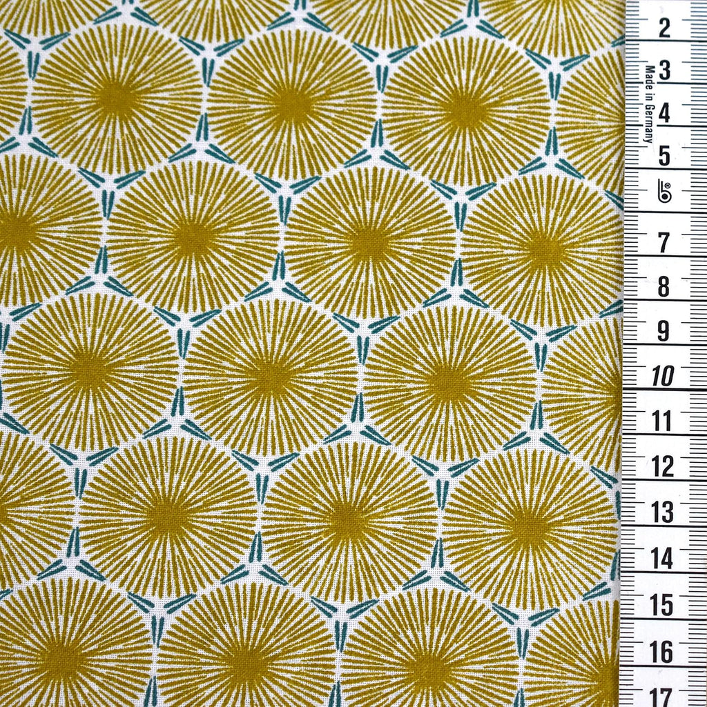 MAGAM-Stoffe Prag Pusteblume Baumwollstoff Oeko-Tex Meterware 50cm (Gold)