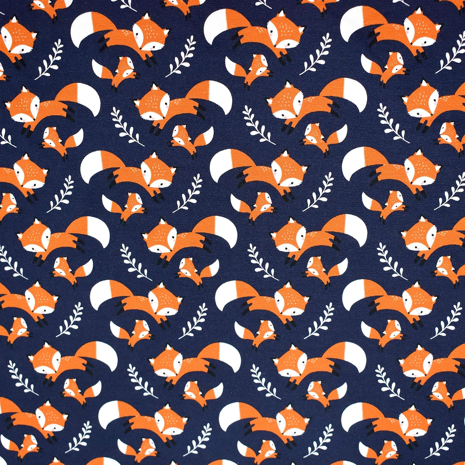 MAGAM-Stoffe Fuchs-Mich Jersey Kinder Stoff Oeko-Tex Meterware 50cm (dunkelblau)