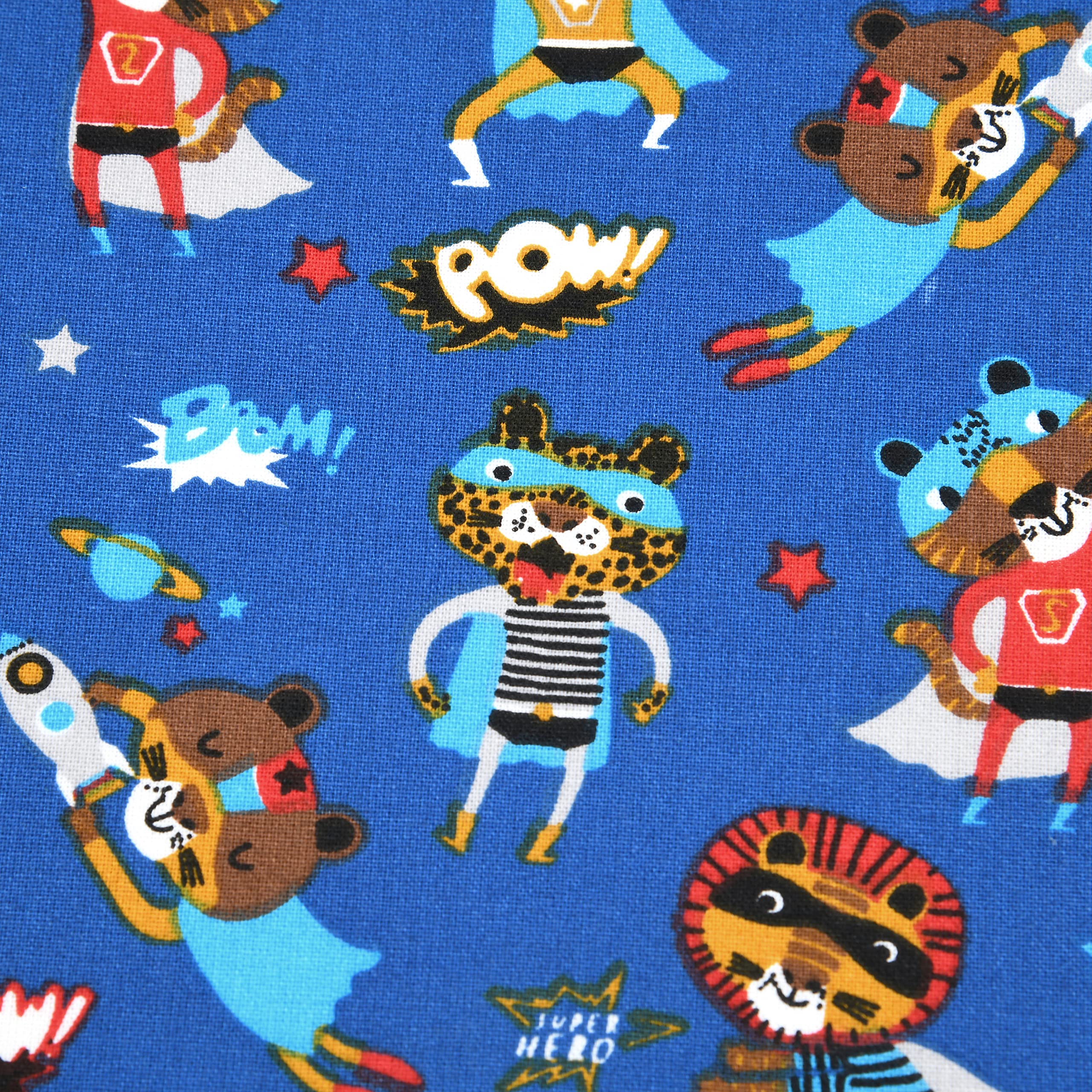 MAGAM-Stoffe Superhero Kinderstoff Oeko-Tex Meterware 50cm (Jersey blau)