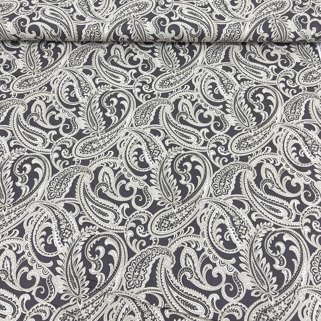 MAGAM-Stoffe Penelope Baumwollstoff aus Frankreich OEKO-TEX Meterware ab 50cm (Anthrazit)