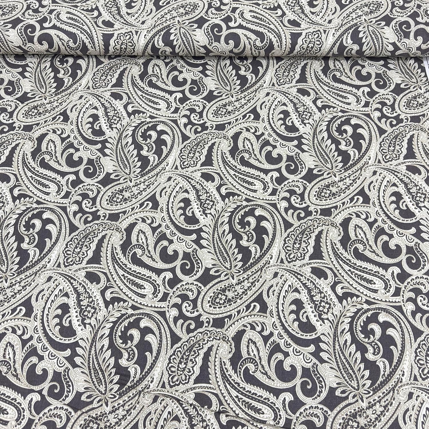 MAGAM-Stoffe Penelope Baumwollstoff aus Frankreich OEKO-TEX Meterware ab 50cm (Anthrazit)