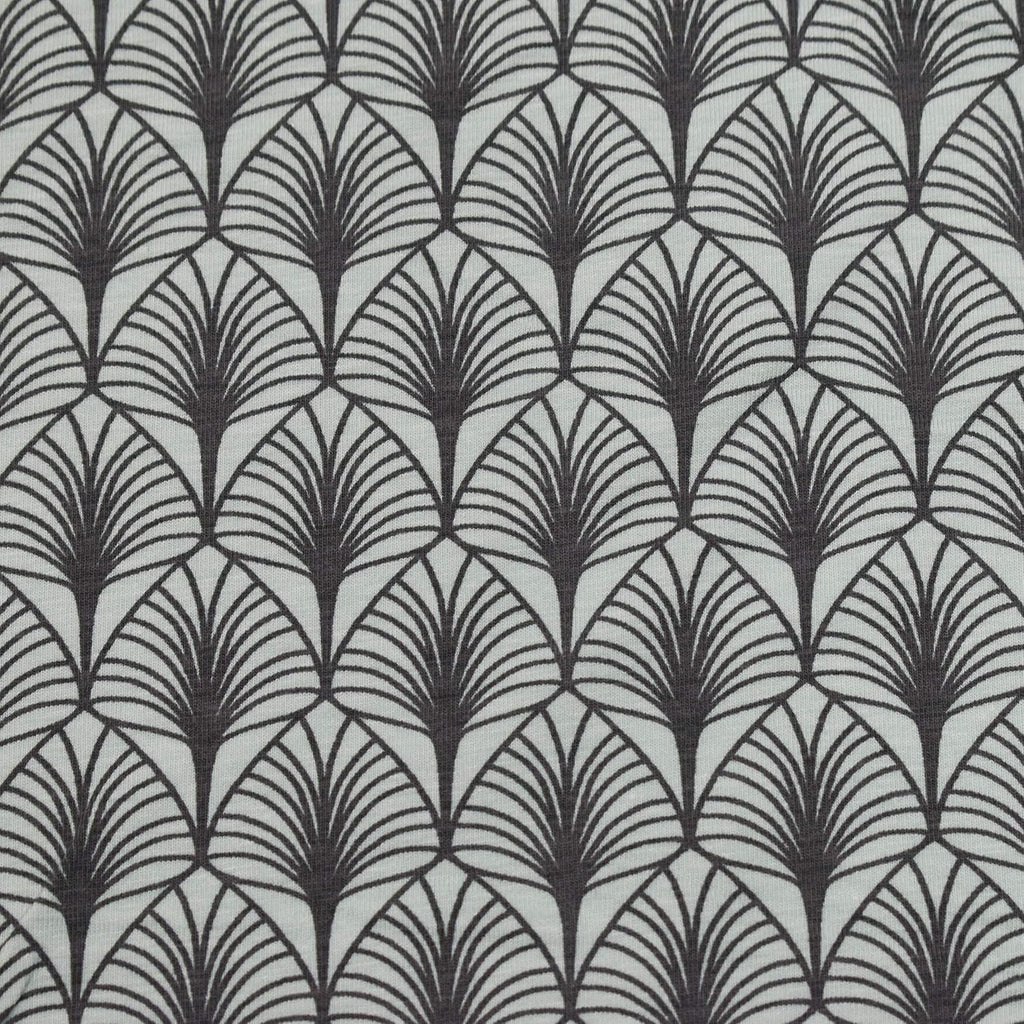 MAGAM-Stoffe Prag Blätter Jersey Stoff Oeko-Tex Meterware 50cm (Mint)