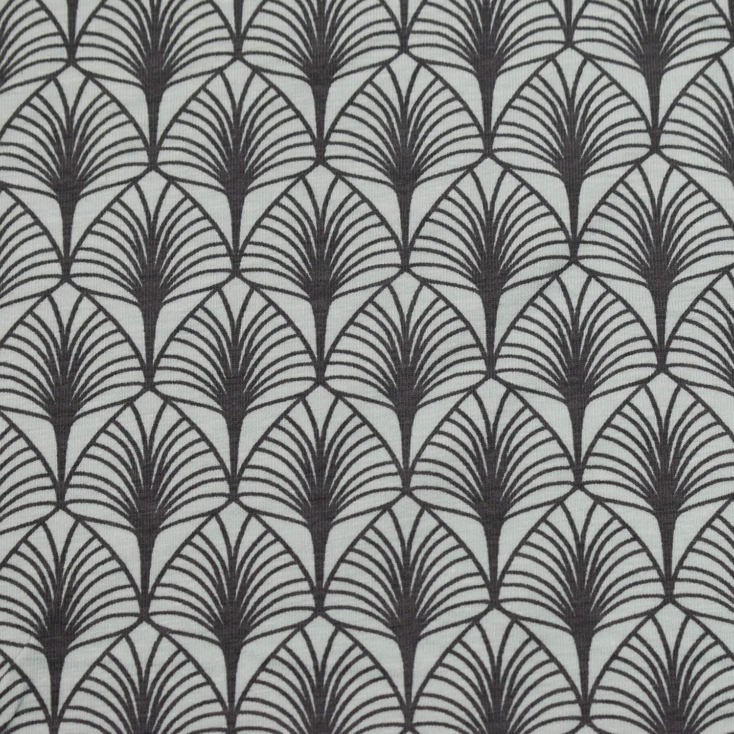 MAGAM-Stoffe Prag Blätter Jersey Stoff Oeko-Tex Meterware 50cm (Mint)