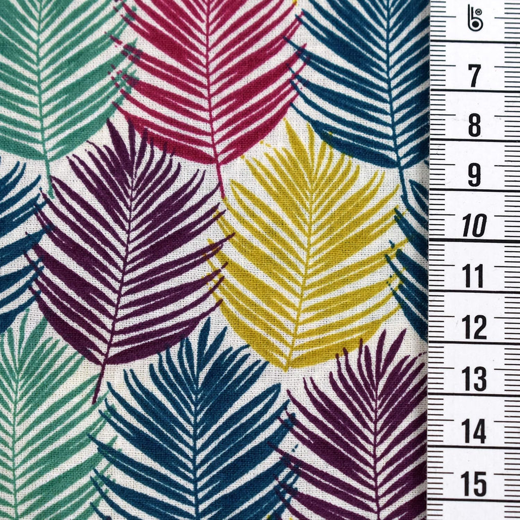MAGAM-Stoffe Prag Bunte Blätter Baumwollstoff Oeko-Tex Meterware 50cm (Wunschzuschnitt ab 50cm)
