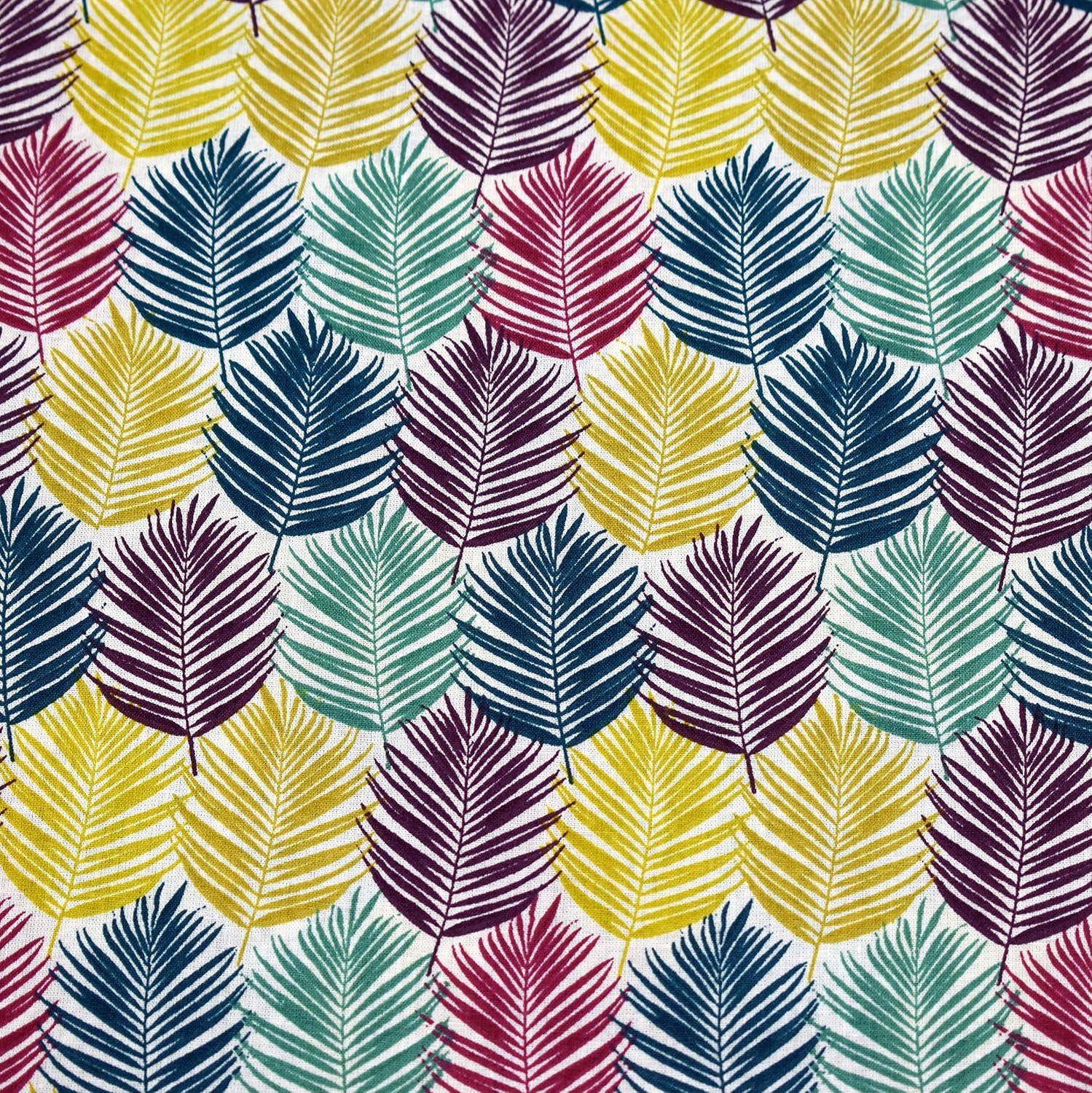 MAGAM-Stoffe Prag Bunte Blätter Baumwollstoff Oeko-Tex Meterware 50cm (Wunschzuschnitt ab 50cm)