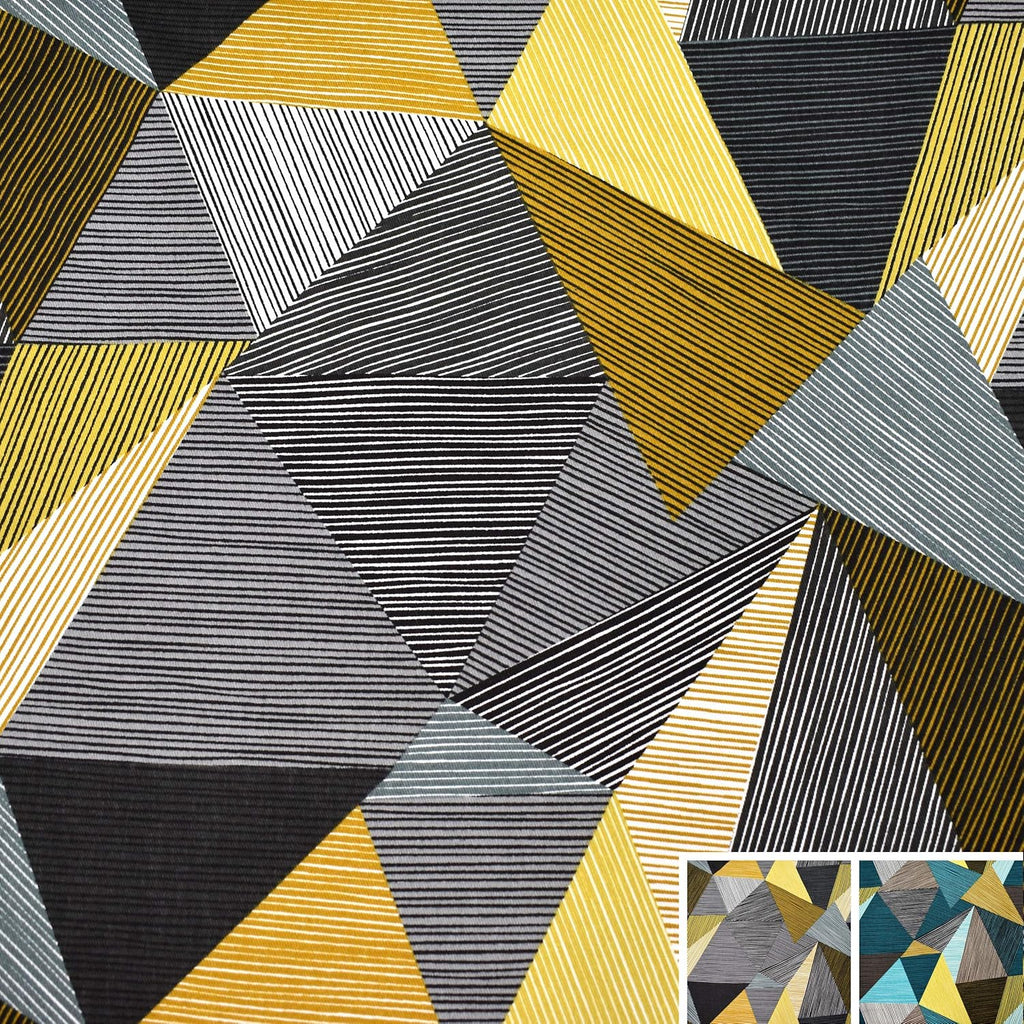 MAGAM-Stoffe Helsinki Dreiecke Muster Kinder Baumwollstoff Oeko-Tex Meterware 50cm (01. Gelb-Grau)