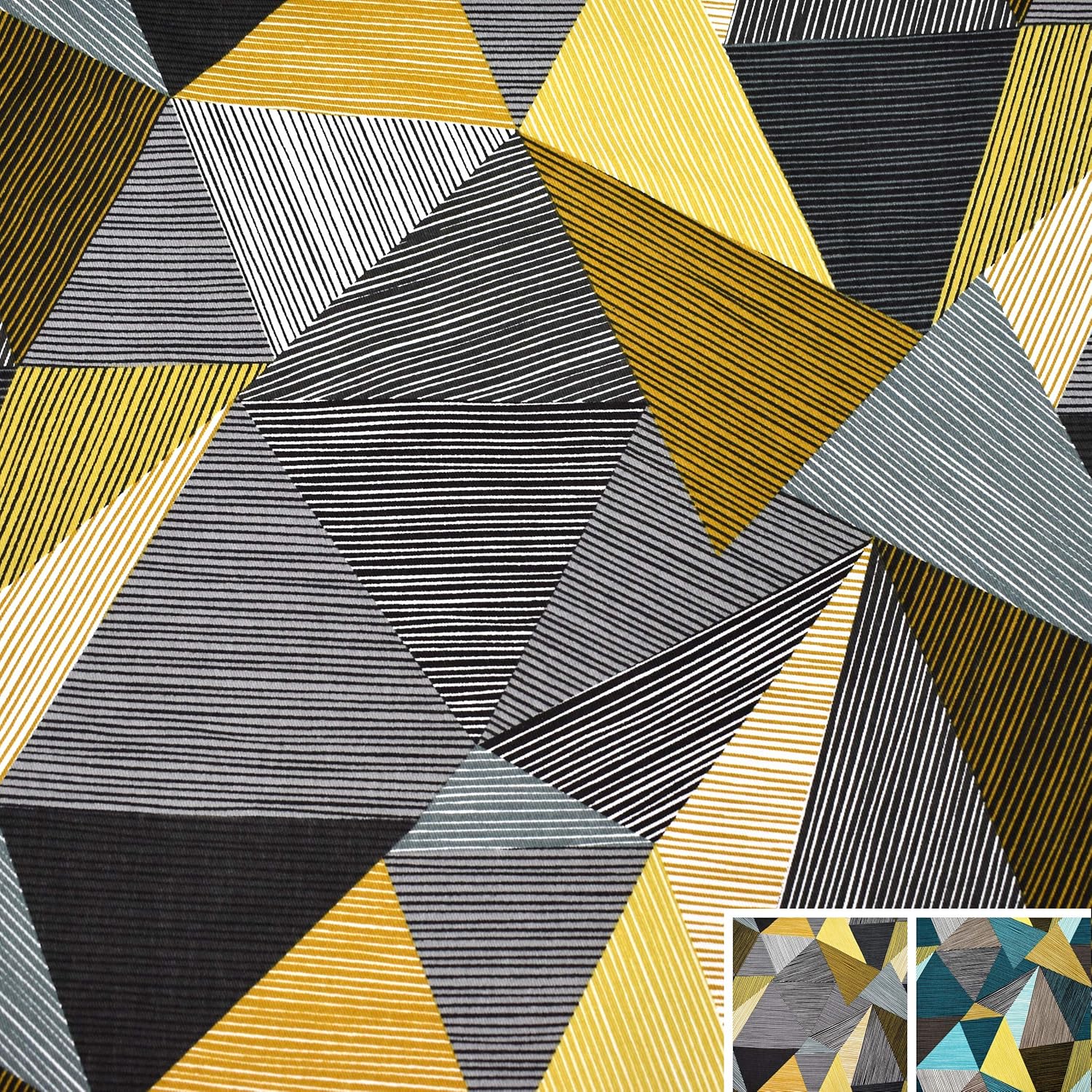 MAGAM-Stoffe Helsinki Dreiecke Muster Kinder Baumwollstoff Oeko-Tex Meterware 50cm (01. Gelb-Grau)