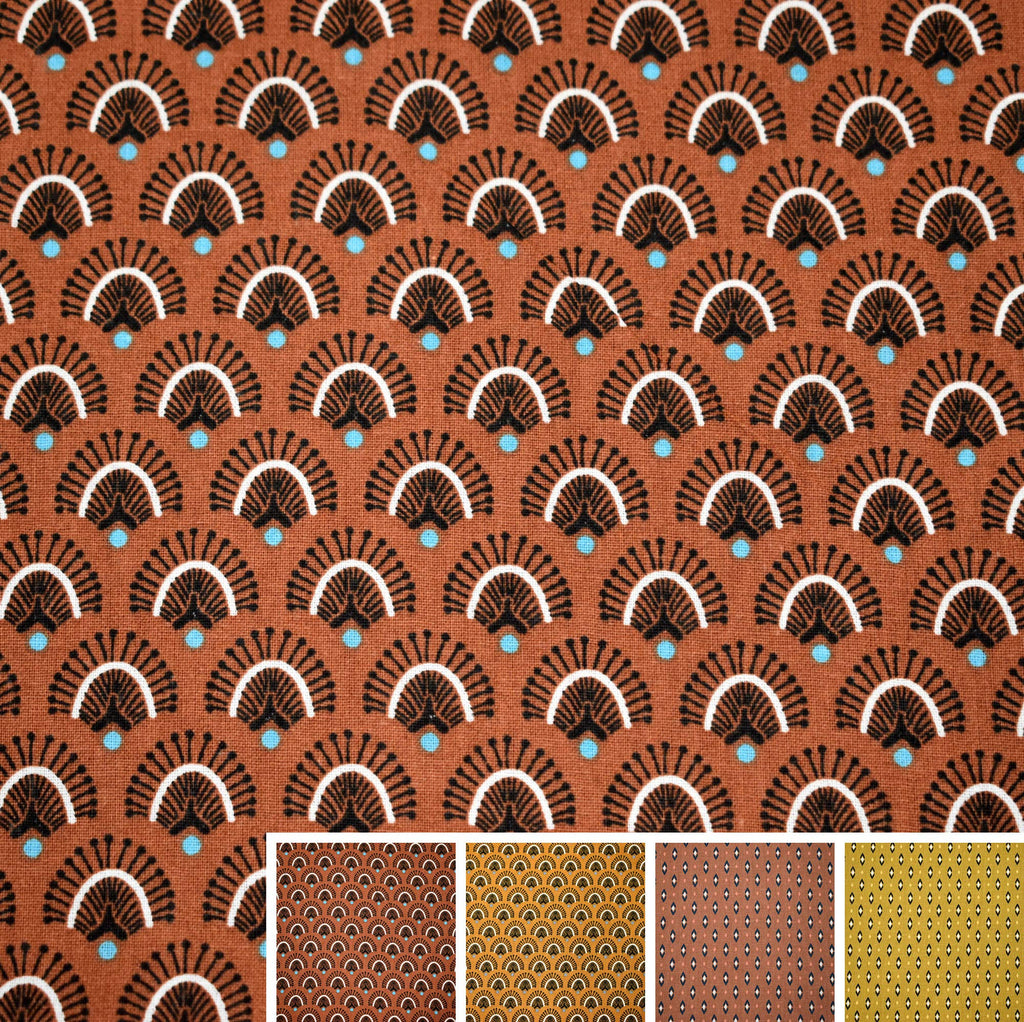 MAGAM-Stoffe Lille Muster Baumwollstoff Oeko-Tex Meterware 50cm (02. Dijon-Ocker)