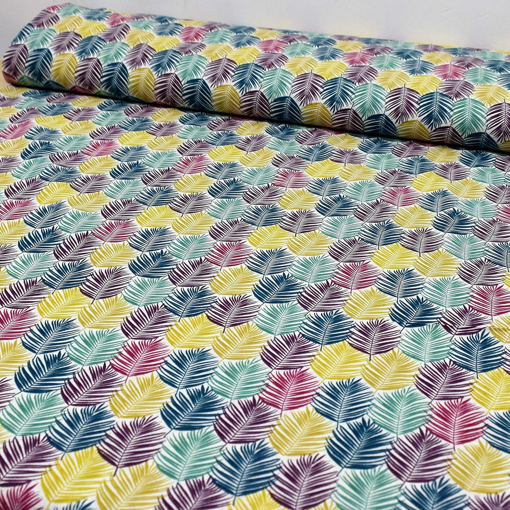 MAGAM-Stoffe Prag Bunte Blätter Baumwollstoff Oeko-Tex Meterware 50cm (Wunschzuschnitt ab 50cm)