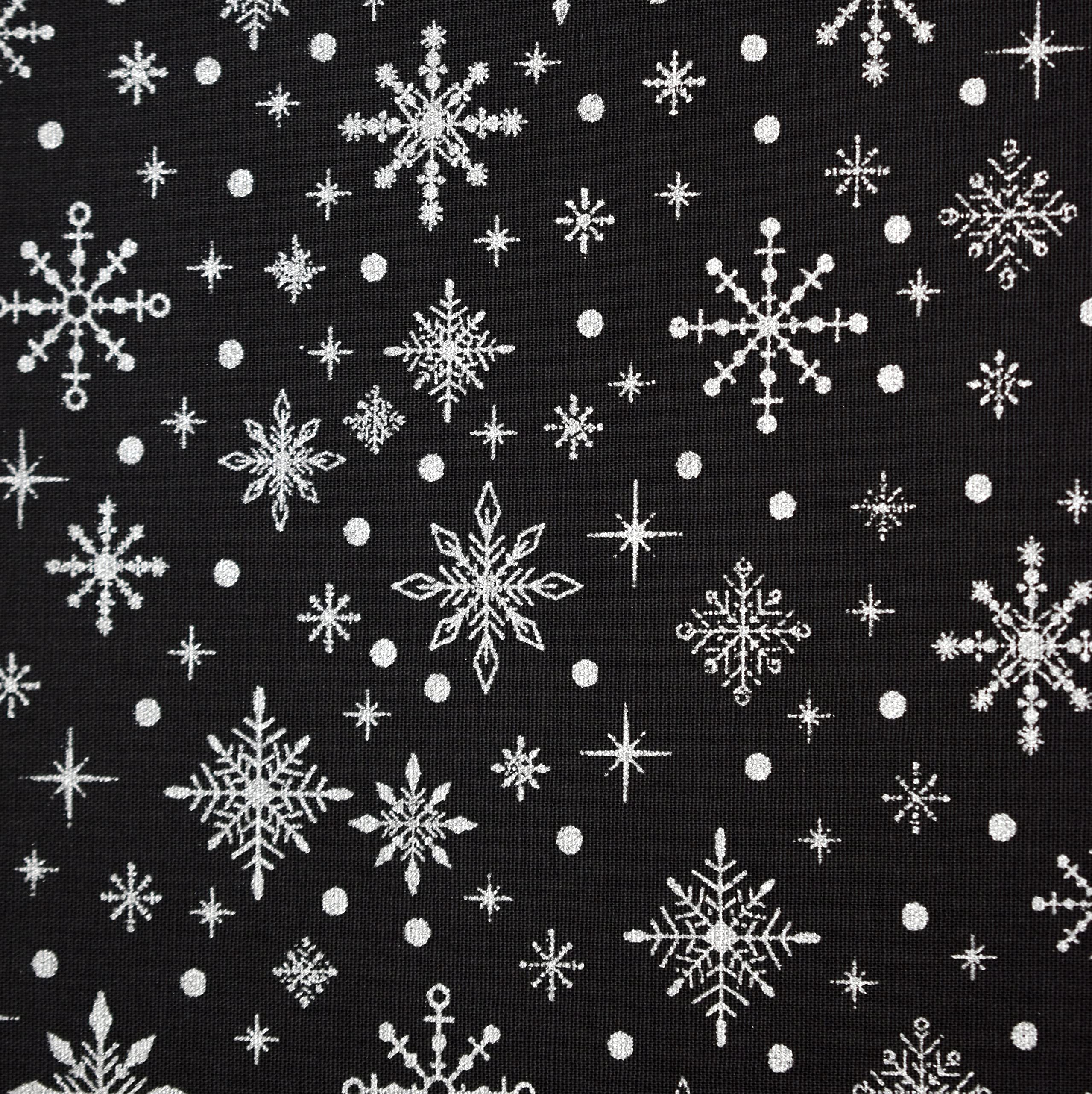 MAGAM-Stoffe Winter Season Baumwollstoff Weihnachten Oeko-Tex Meterware 50cm (Christbaumkugeln schwarz gold)