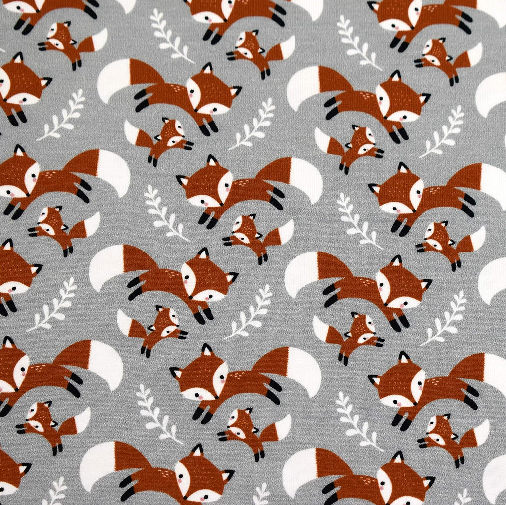 MAGAM-Stoffe Fuchs-Mich Jersey Kinder Stoff Oeko-Tex Meterware 50cm (grau)