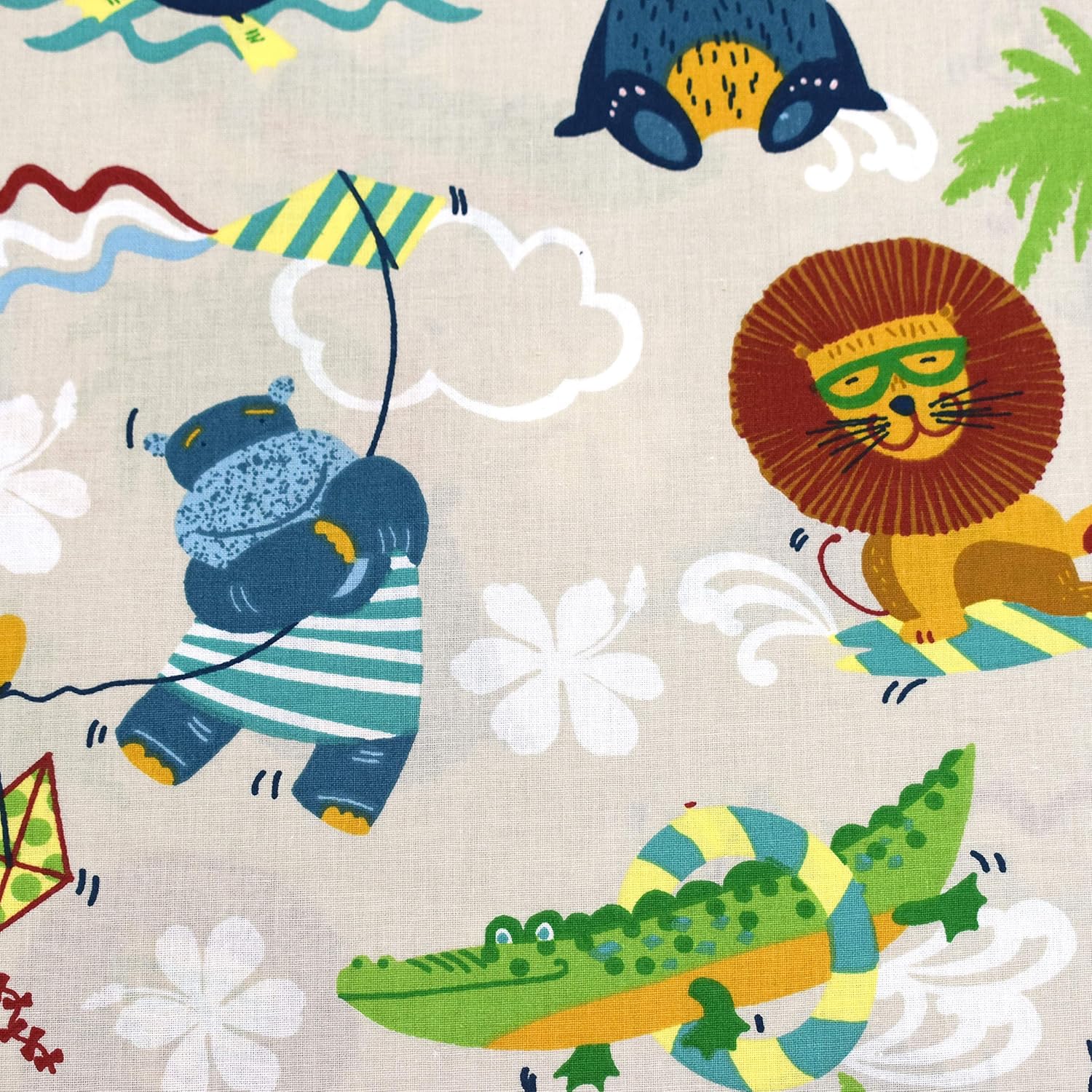 MAGAM-Stoffe Club Party Kinderstoff Oeko-Tex Meterware 50cm (Baumwolle beige)