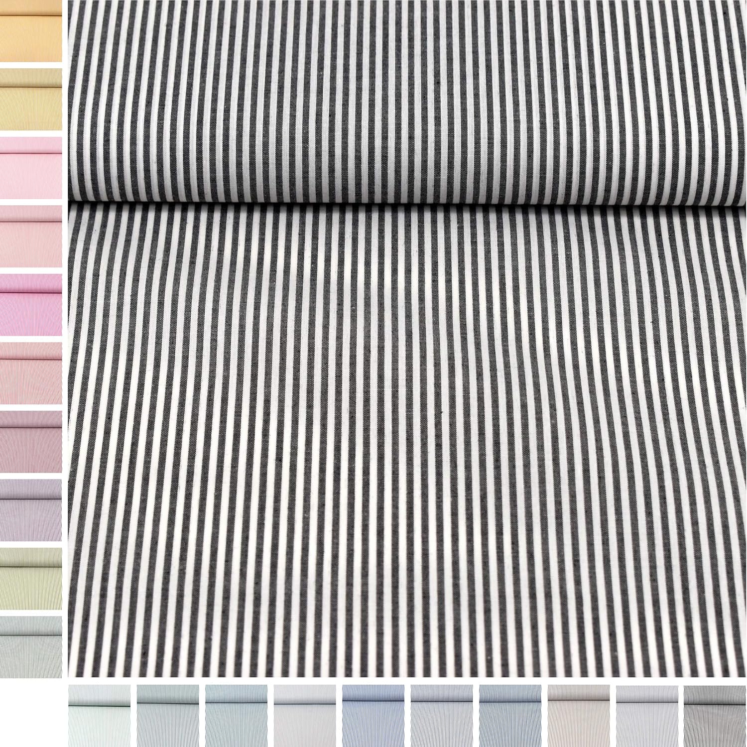 MAGAM-Stoffe Mona Streifen Kinder Baumwollstoff Oeko-Tex Meterware 50cm (20. Schwarz)