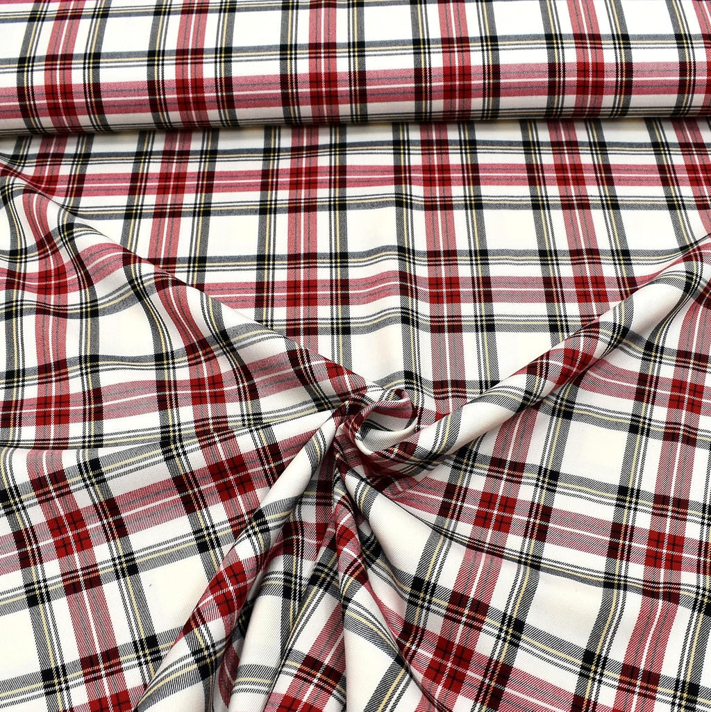 MAGAM-Stoffe Glen Schottenkaro Stoff Oeko-Tex Meterware 50cm (04. Weiß)