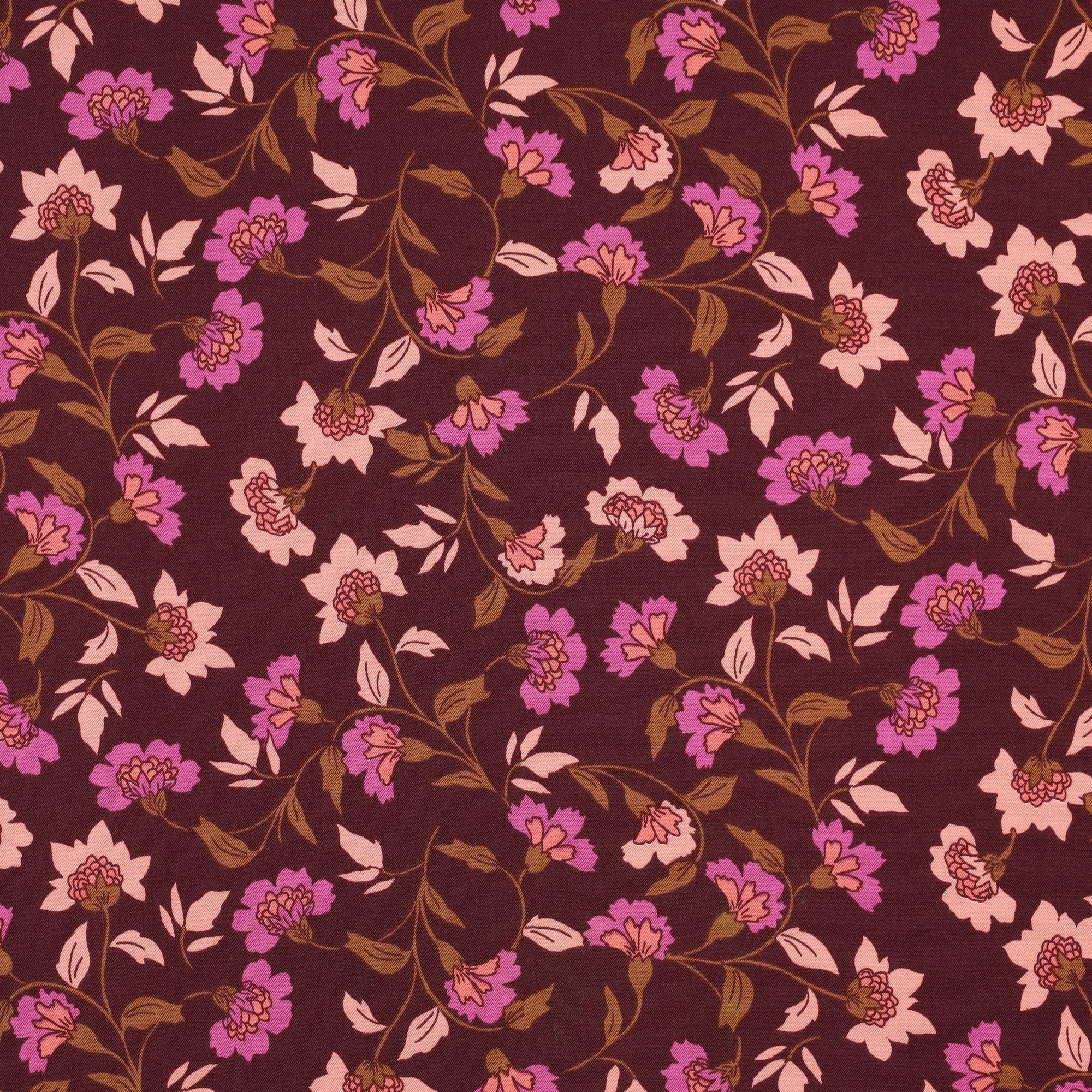 MAGAM-Stoffe Abby Mode Stoff aus Holland Viskose Meterware ab 50cm (Punta Di Roma Muster blau altrosa)