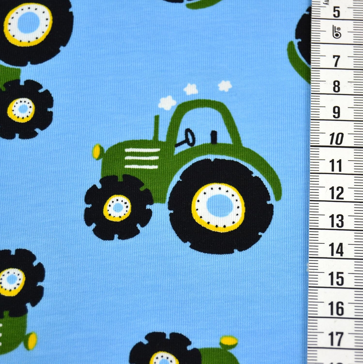 MAGAM-Stoffe Traktor Ben hellblau Jersey Stoff Oeko-Tex Meterware 50cm