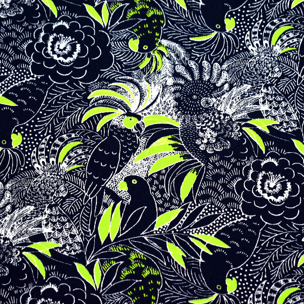 MAGAM-Stoffe Papageien Paradies Baumwollstoff Kinder Meterware 50cm (Schwarz)