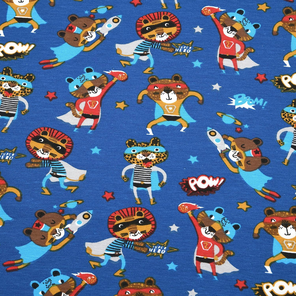 MAGAM-Stoffe Superhero Kinderstoff Oeko-Tex Meterware 50cm (Jersey blau)
