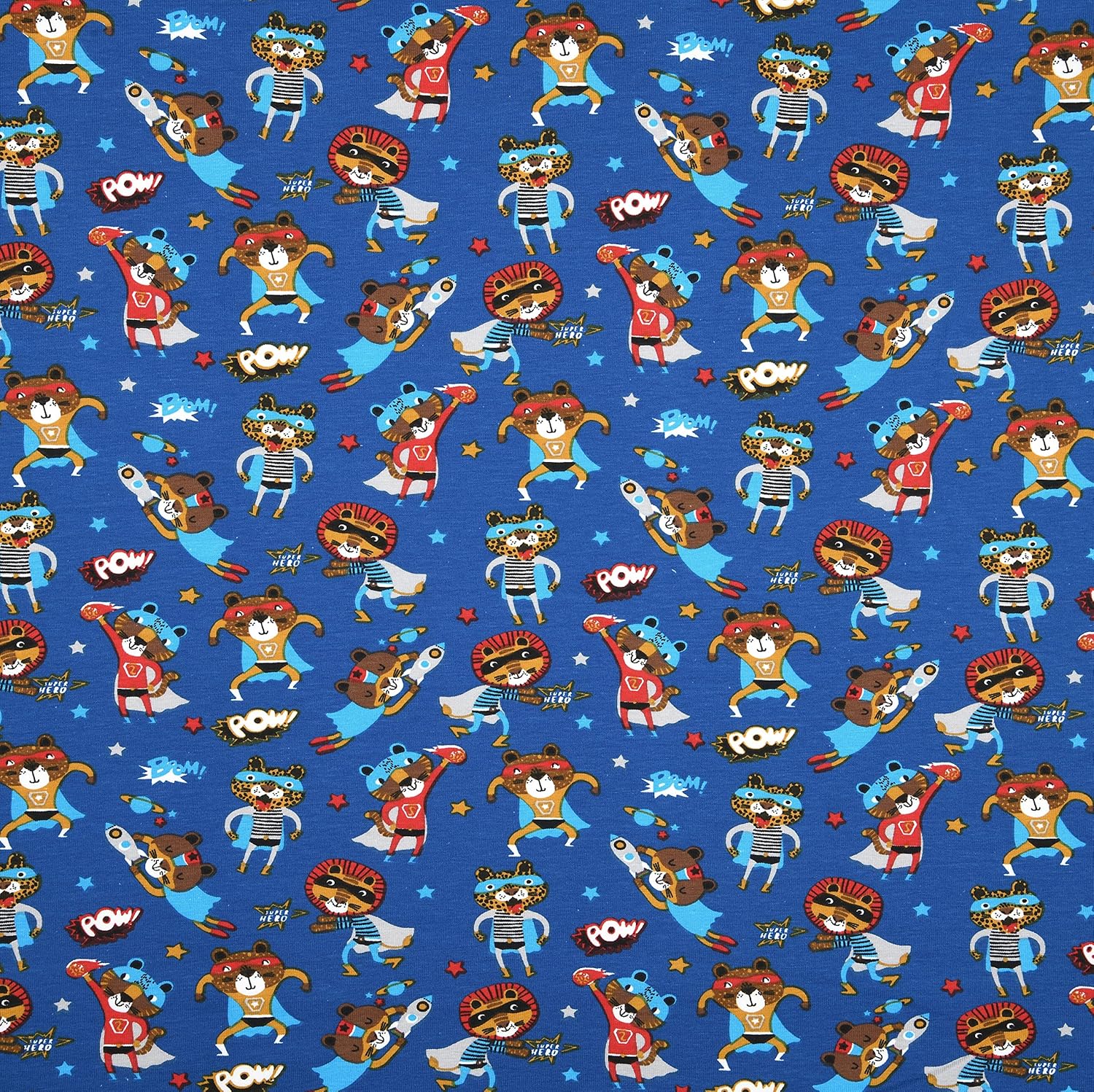 MAGAM-Stoffe Superhero Kinderstoff Oeko-Tex Meterware 50cm (Jersey blau)