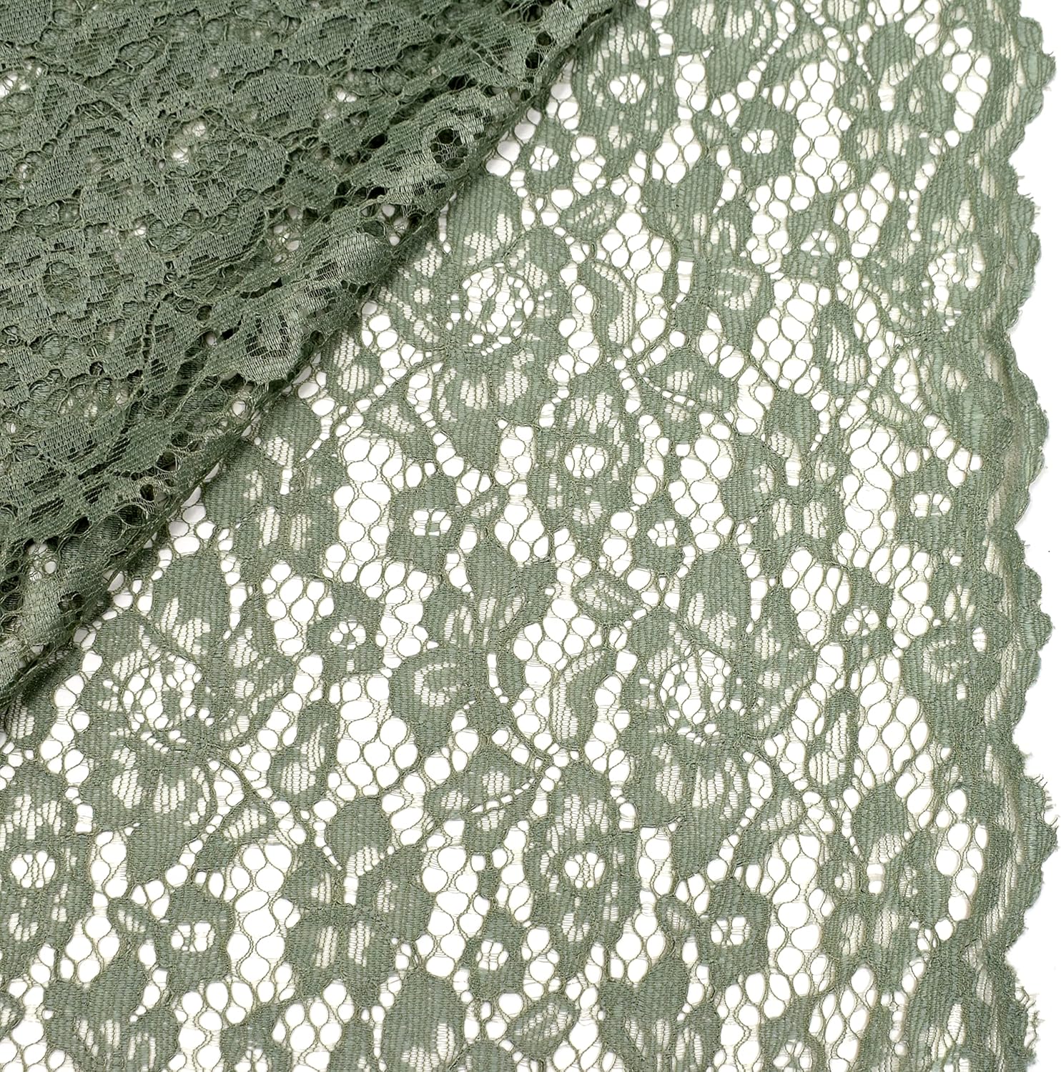 MAGAM-Stoffe Carmen Spitzenstoff Blumen-Spitze Bekleidung Deko Meterware 50cm (Mint)