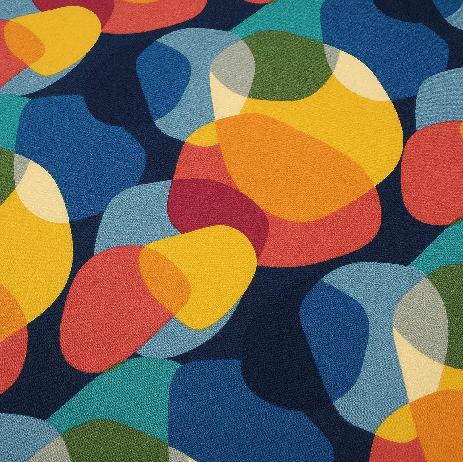 MAGAM-Stoffe Sixties Baumwollstoff Oeko-Tex Meterware 50cm (Dunkelblau-Petrol)