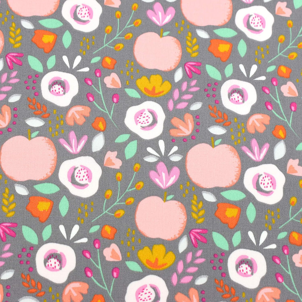 MAGAM-Stoffe Obst-Garten Baumwollstoff Kinderstoff 100% Baumwolle Oeko-Tex Meterware 50cm (Grau)