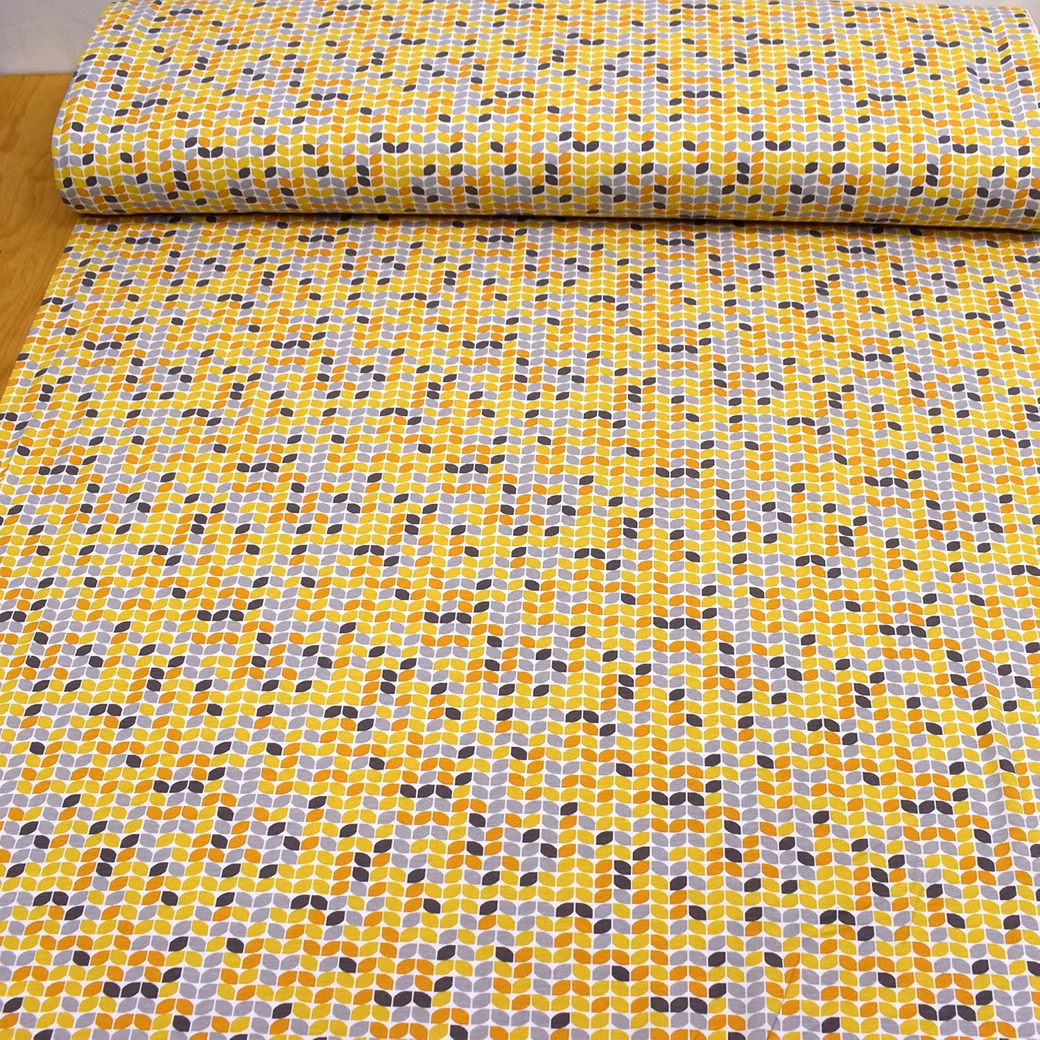 MAGAM-Stoffe Falko Retro Jersey Kinder Stoff Oeko-Tex Meterware 50cm (Gelb)