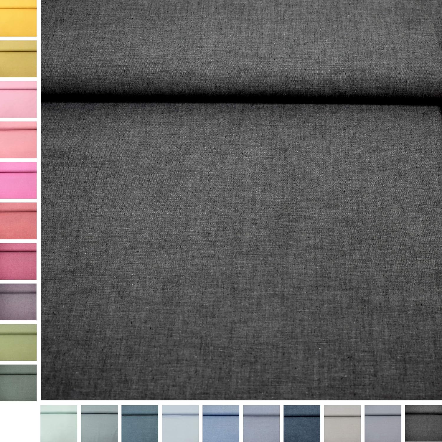 MAGAM-Stoffe Mona Uni Kinder Baumwollstoff Oeko-Tex Meterware 50cm (20. Schwarz)