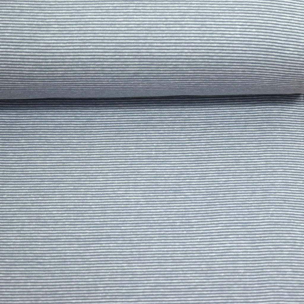 MAGAM-Stoffe James Ringel Bündchenstoff Feinstrick Oeko-Tex Meterware 50cm (2mm Rauchblau-Weiß)