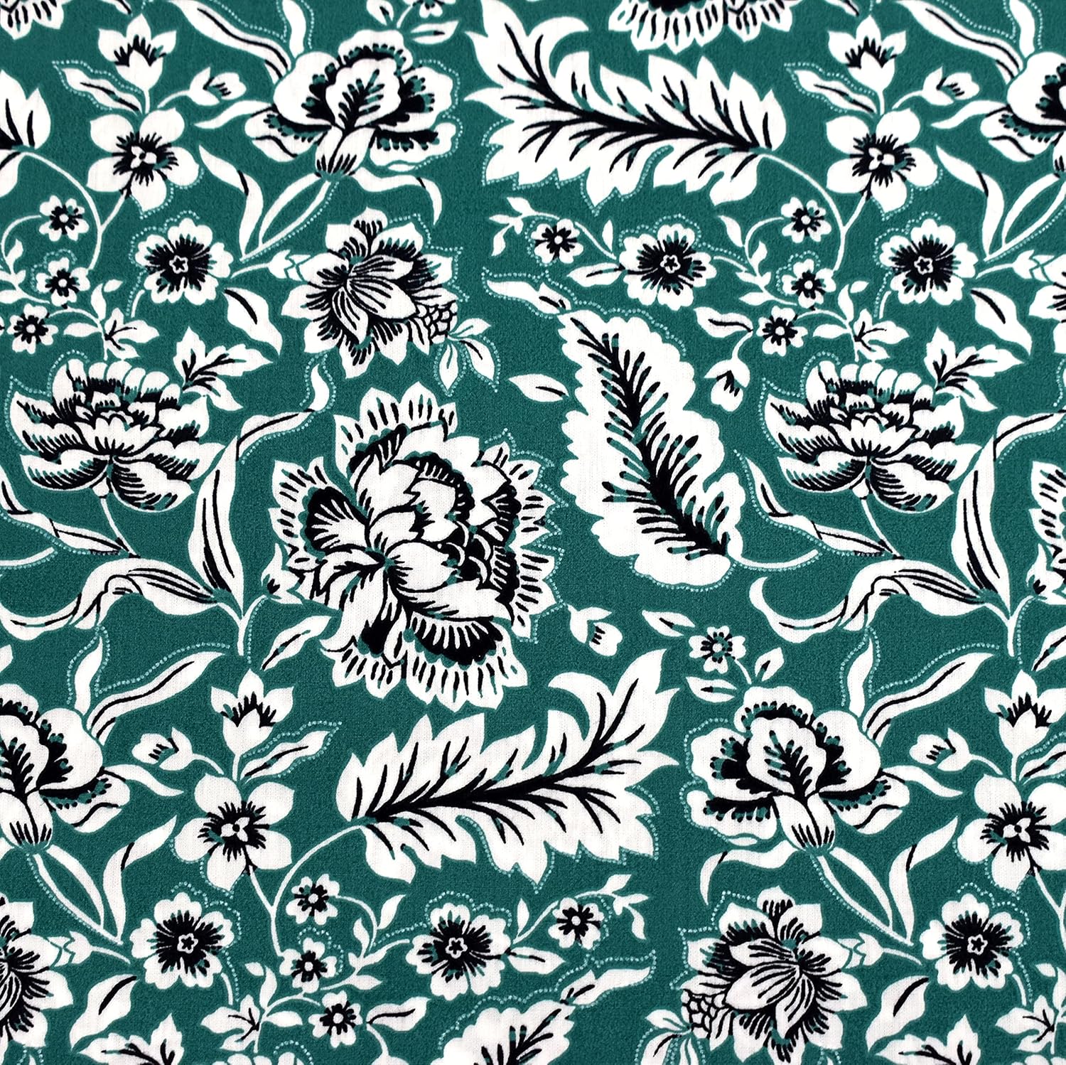 MAGAM-Stoffe Leyla Blumen Orient Baumwollstoff Meterware 50cm (Mint Grün)