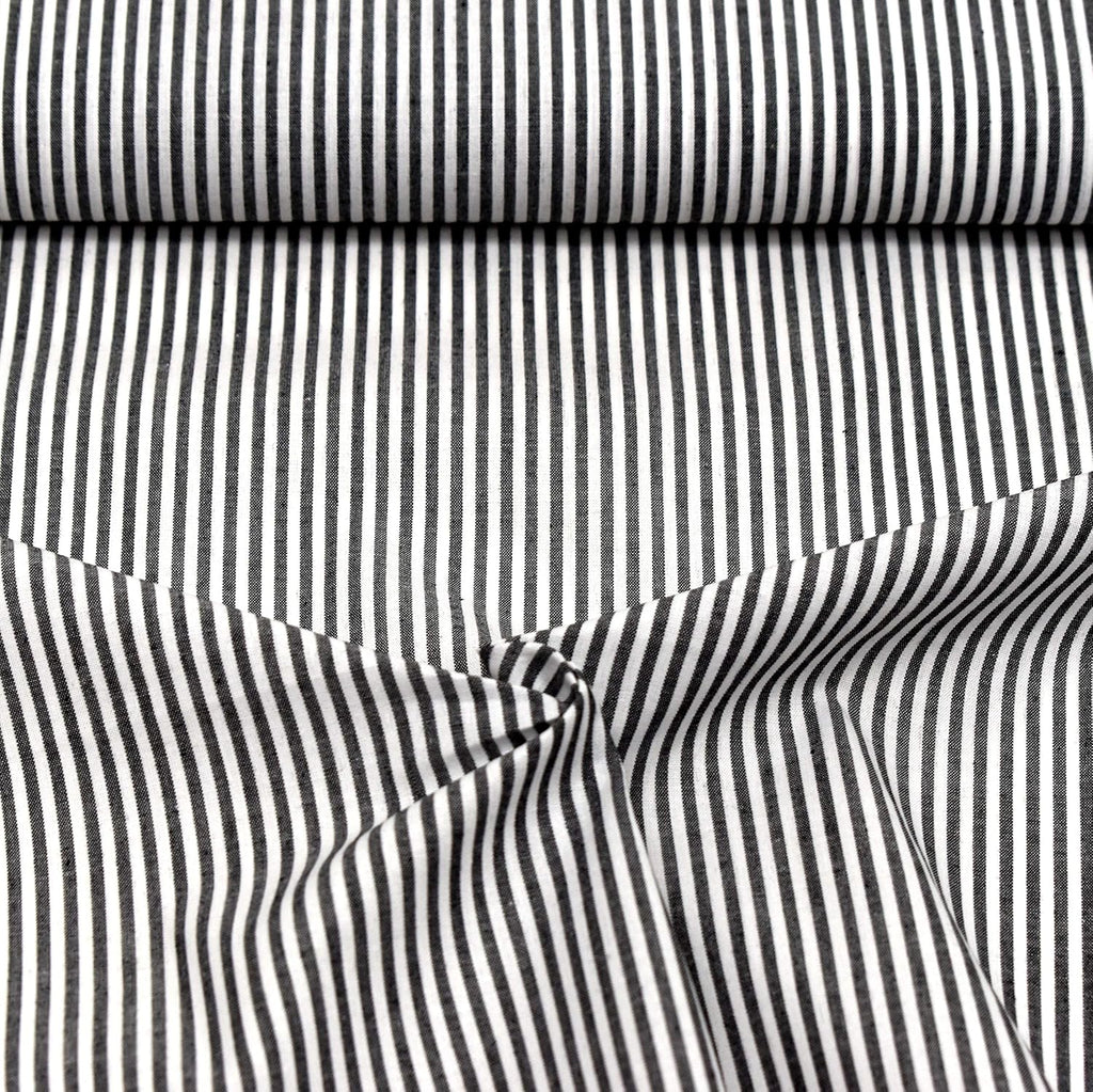 MAGAM-Stoffe Mona Streifen Kinder Baumwollstoff Oeko-Tex Meterware 50cm (20. Schwarz)