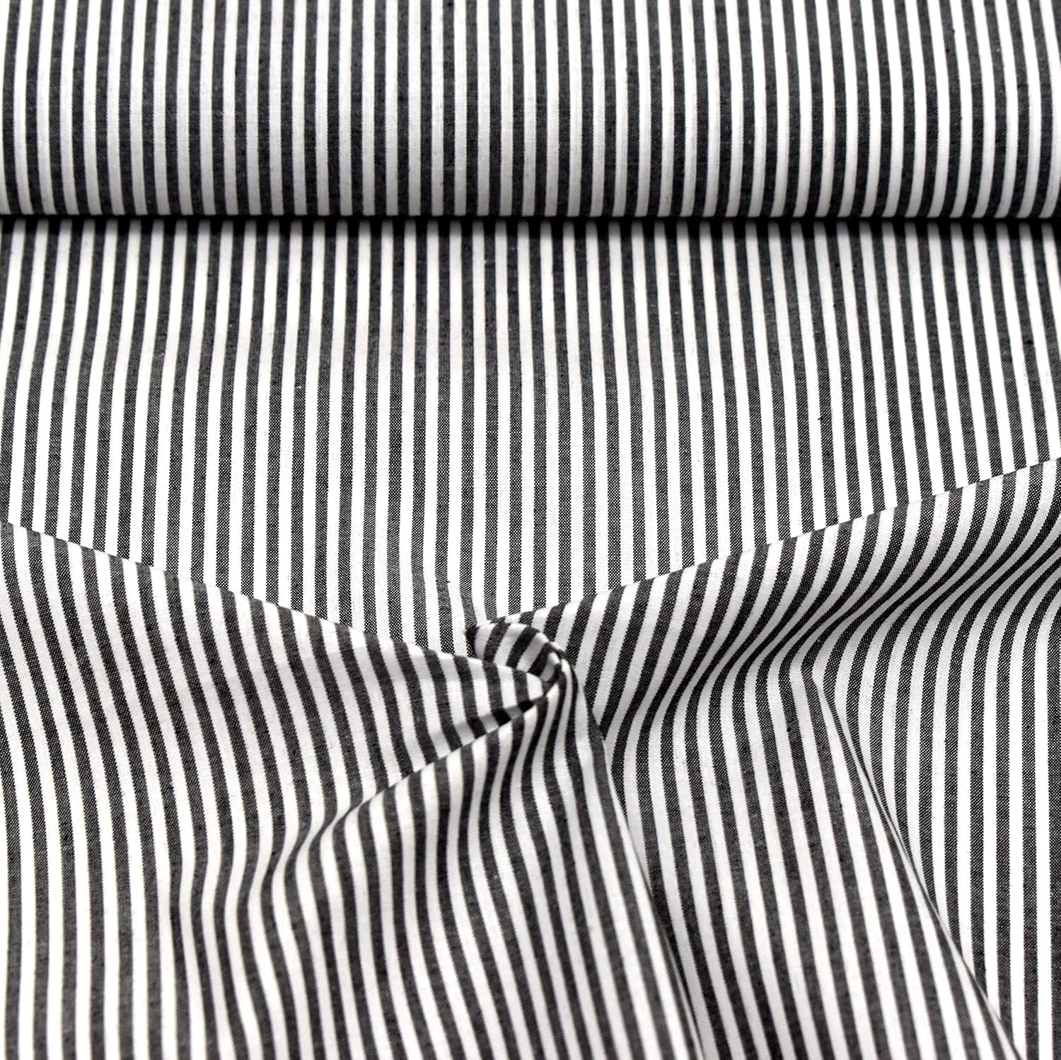 MAGAM-Stoffe Mona Streifen Kinder Baumwollstoff Oeko-Tex Meterware 50cm (20. Schwarz)