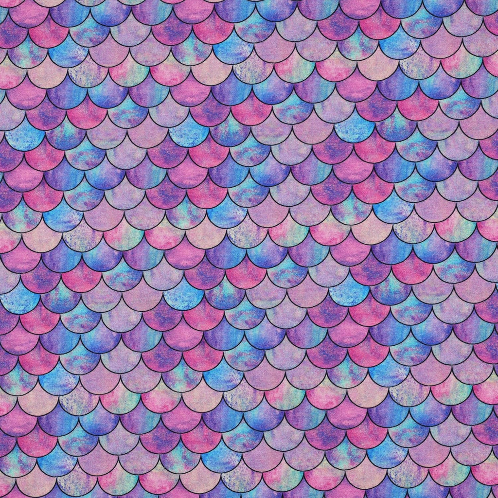 MAGAM-Stoffe Jersey Stoff Meerjungfrau Schuppen Fischschuppen Kinder OEKO-TEX Meterware ab 50cm (Türkis-rosa)