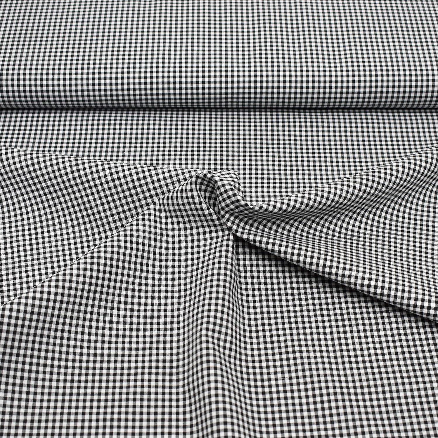 MAGAM-Stoffe Mona Vichy-Karo klein Baumwollstoff Oeko-Tex Meterware 50cm (20. Schwarz)