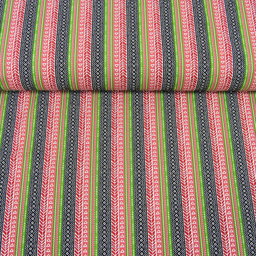 MAGAM-Stoffe Pari Sommer Streifen Jersey Stoff Oeko-Tex Meterware 50cm (Rot)